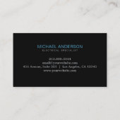 Carte De Visite Entrepreneur électricien électricien professionnel (Dos)