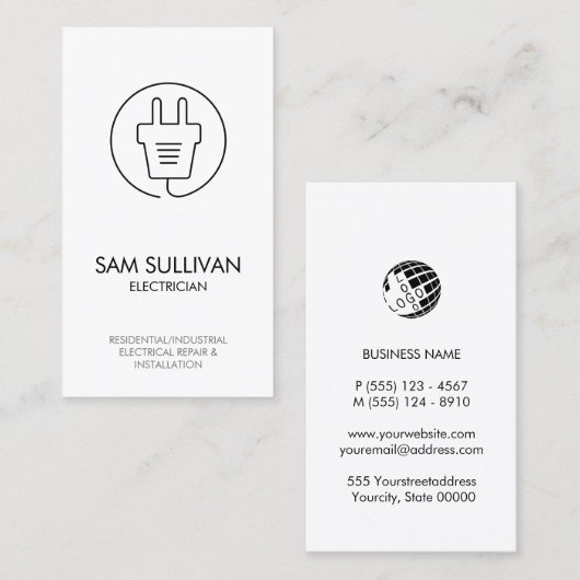 Carte De Visite Entrepreneur électrique (Devant / Derrière)