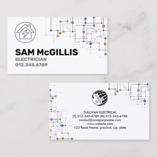 Carte De Visite Entrepreneur électrique (Devant / Derrière)