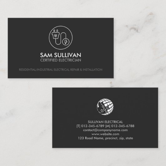 Carte De Visite Entrepreneur électrique (Devant / Derrière)