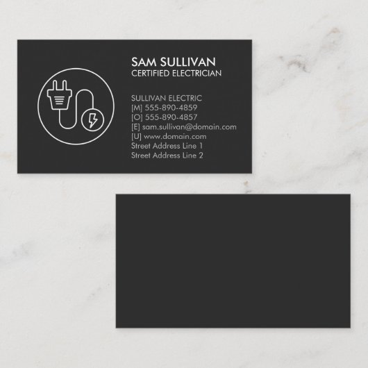 Carte De Visite Entrepreneur électrique (Devant / Derrière)