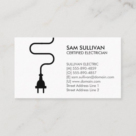 Carte De Visite Entrepreneur électrique (Devant)