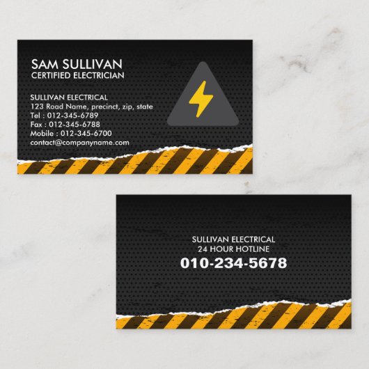 Carte De Visite Entrepreneur électrique (Devant / Derrière)