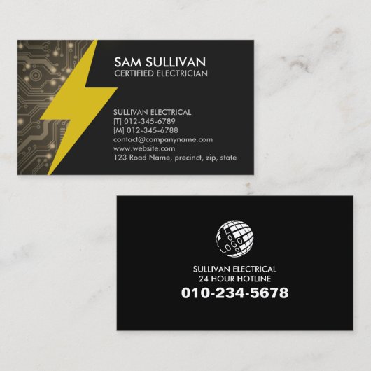 Carte De Visite Entrepreneur électrique (Devant / Derrière)