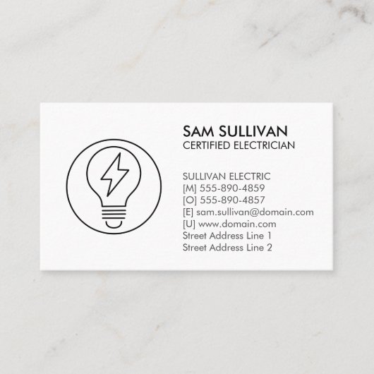 Carte De Visite Entrepreneur électrique (Devant)