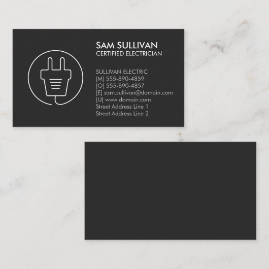 Carte De Visite Entrepreneur électrique (Devant / Derrière)