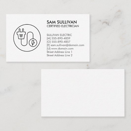 Carte De Visite Entrepreneur électrique (Devant / Derrière)