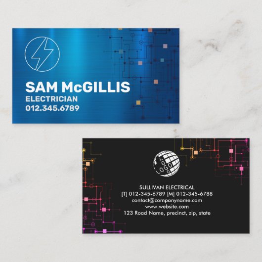 Carte De Visite Entrepreneur électrique (Devant / Derrière)