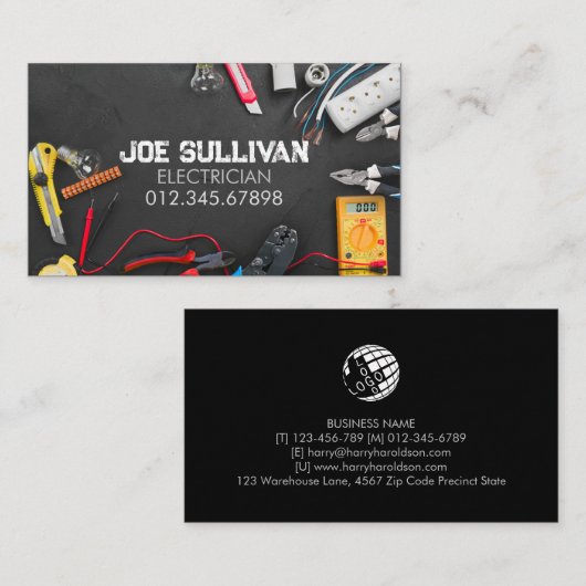 Carte De Visite Entrepreneur électrique (Devant / Derrière)