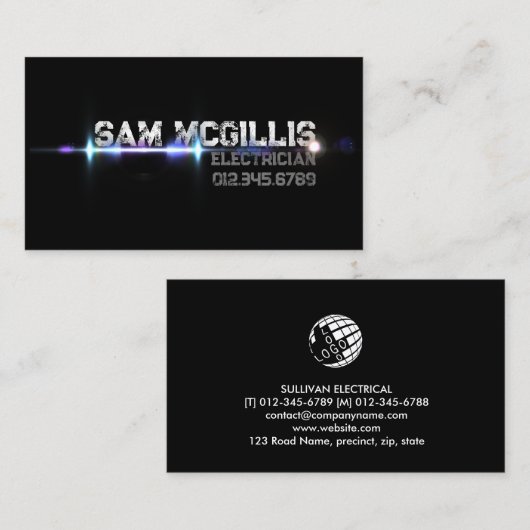 Carte De Visite Entrepreneur électrique (Devant / Derrière)