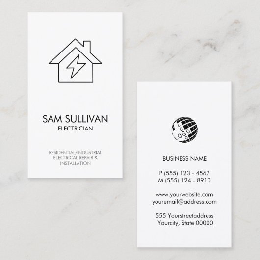 Carte De Visite Entrepreneur électrique (Devant / Derrière)