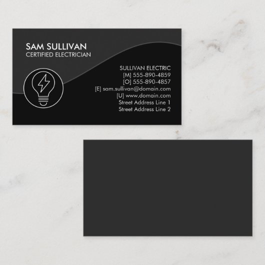Carte De Visite Entrepreneur électrique (Devant / Derrière)