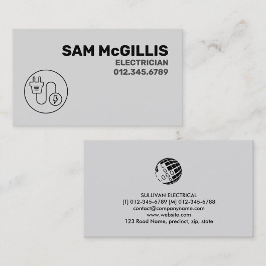 Carte De Visite Entrepreneur électrique (Devant / Derrière)