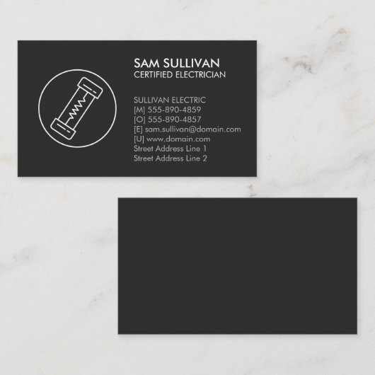 Carte De Visite Entrepreneur électrique (Devant / Derrière)
