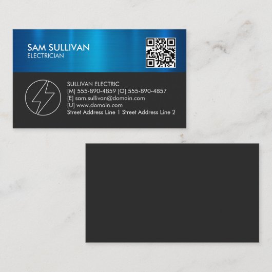 Carte De Visite Entrepreneur électrique (Devant / Derrière)