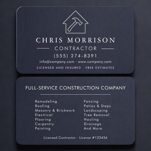 Carte De Visite Entrepreneur en construction de bâtiments