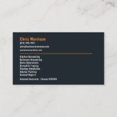 Carte De Visite Entrepreneur en construction de rénovation Profess (Dos)