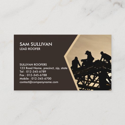 Carte De Visite Entrepreneur en construction de toitures (Devant)