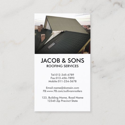 Carte De Visite Entrepreneur en construction de toitures (Devant)