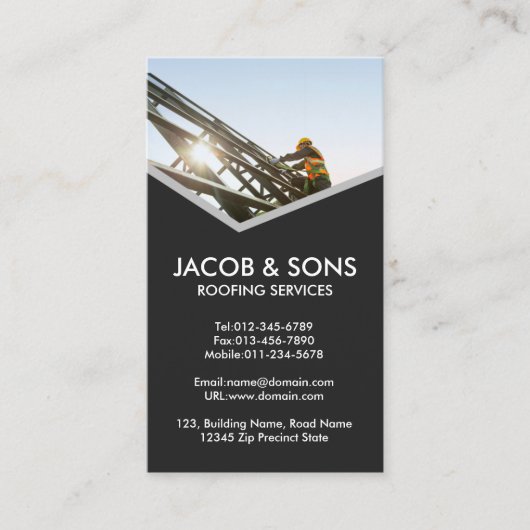 Carte De Visite Entrepreneur en construction de toitures (Devant)