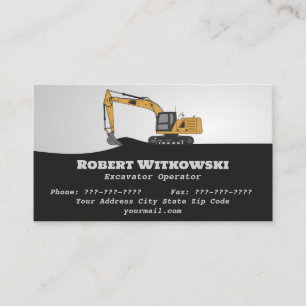 Carte De Visite Entrepreneur en construction Excavateur