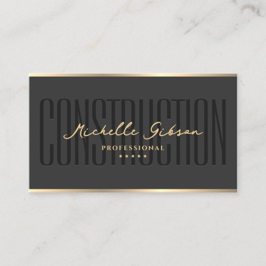 Carte De Visite Entrepreneur en construction moderne gris foncé Fa (Devant)