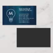 Carte De Visite Entrepreneur en électricité Monogramme (Devant / Derrière)