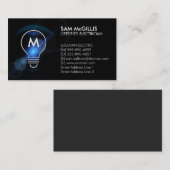 Carte De Visite Entrepreneur en électricité Monogramme (Devant / Derrière)
