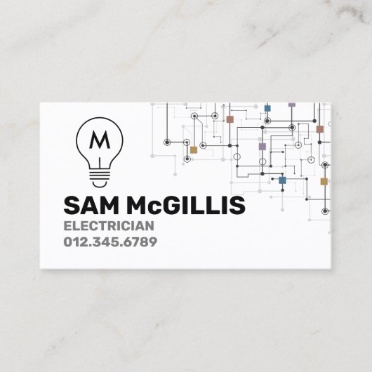 Carte De Visite Entrepreneur en électricité Monogramme (Devant)