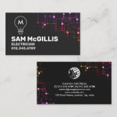 Carte De Visite Entrepreneur en électricité Monogramme (Devant / Derrière)