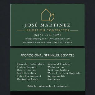 Carte De Visite Entrepreneur en irrigation professionnel
