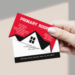 Carte De Visite Entrepreneur en toiture Roofer Red