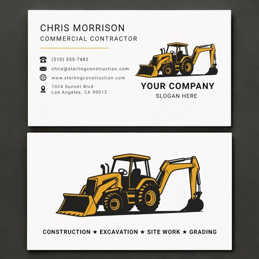 Carte De Visite Entrepreneur en travaux commerciaux professionnel