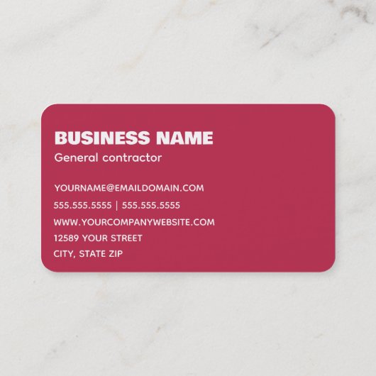 Carte De Visite Entrepreneur général (Dos)