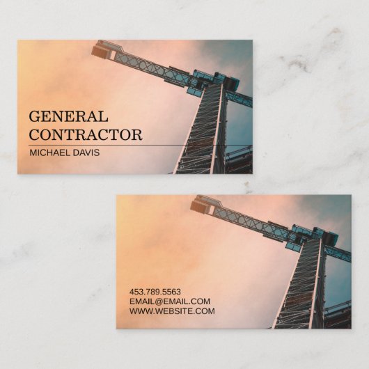 Carte De Visite Entrepreneur général chef du bâtiment Construction (Devant / Derrière)