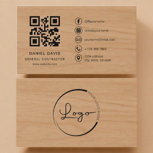 Carte De Visite Entrepreneur Général Code QR Professionnel Bois