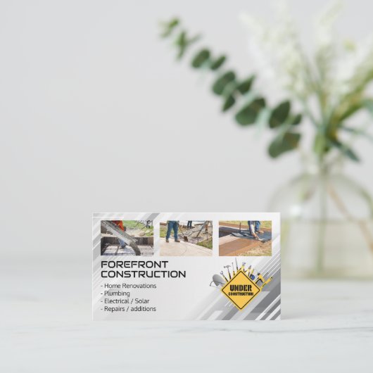 Carte De Visite Entrepreneur général | Construction | Col bleu (Debout devant)