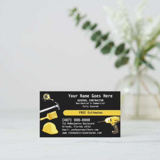 Carte De Visite Entrepreneur général HandyMan Faire tout Bus Modèl (Debout devant)