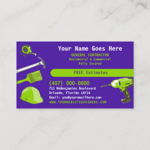 Carte De Visite Entrepreneur général HandyMan Faire tout Bus Modèl