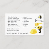 Carte De Visite Entrepreneur général HandyMan Faire tout Bus Modèl (Dos)