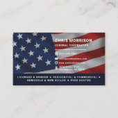 Carte De Visite Entrepreneur Général Patriotique Professionnel (Devant)
