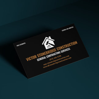 Carte De Visite Entrepreneur Général Professionnel Noir & Cuivre