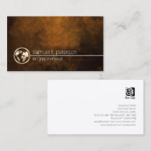 Carte De Visite Entrepreneur Gold Globe Icon Professionnel (Devant / Derrière)