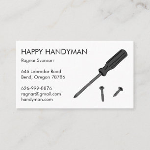 Carte De Visite Entrepreneur Handyman Mécanicien Cool tournevis