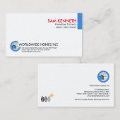 Carte De Visite Entrepreneur international global bleu simple (Devant / Derrière)