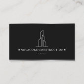 Carte De Visite Entrepreneur Minimal Construction Noir Argent (Devant)