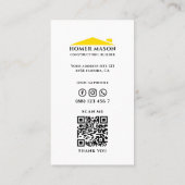 Carte De Visite Entrepreneur moderne Constructeur de construction  (Dos)