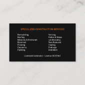 Carte De Visite Entrepreneur Moderne en Construction de Bâtiments  (Dos)