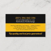 Carte De Visite Entrepreneur professionnel en électricité - Électr (Dos)