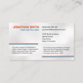 Carte De Visite Entrepreneur professionnel en électricité et plomb (Dos)